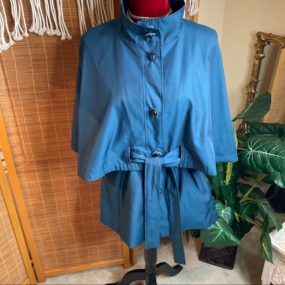 Betsey Johnson Jackets & Blazers - Betsey Johnson Cape Trench Coat Bluish Green L